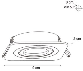 Set de 6 spoturi încastrate rotunjite negre GU10 50mm rotative și înclinabile IP44 - Alberto