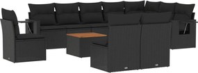 vidaXL Set canapele de grădină cu perne, 11 piese, negru, poliratan