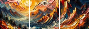 Tablou - Munte acoperit de soare (cu ceas) (90x30 cm)