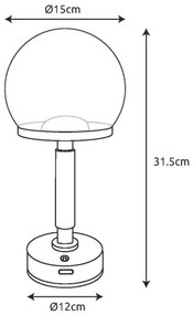 Lampă LED tactilă reîncărcabilă de masă Globo 21034S HAKU LED/2,5W/5V 2700/4000/6500K black
