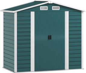Outsunny Căsuță de Grădină din Metal cu Uși Glisante și Lacăt cu Chei, 2,1x1,2x1,9m, Verde | Aosom Romania