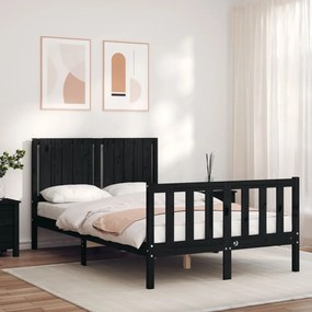3192920 vidaXL Cadru de pat cu tăblie dublu mic, negru, lemn masiv