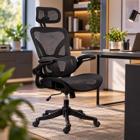 Scaun de birou ergonomic din mesh cu brațe rabatabile OFF 440 negru