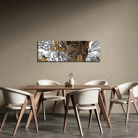 Tablou - Leopard între flori (cu ceas) (90x30 cm)