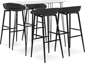 vidaXL Set mobilier de bar, 5 piese, alb și negru