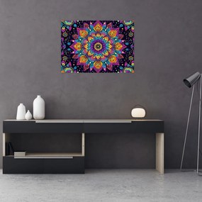 Tablou pe sticlă - Mandală caleidoscopică (70x50 cm)