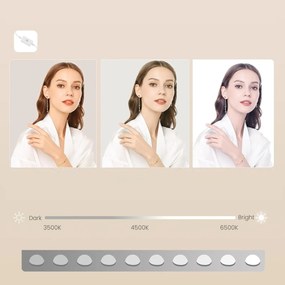 Masuta machiaj cu Oglinda LED si 3 Sertare pentru Cosmetice, Set Masa toaleta 102 cm, Alb, masuta cosmetica, vanity - SEA817