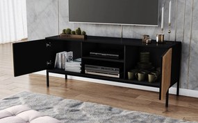 Comodă TV lemn masiv Sia Negru, 150 × 40 × 60 cm