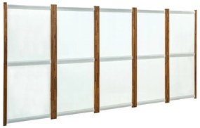 315608 vidaXL Paravan de cameră cu 5 panouri, alb crem, 350x170 cm