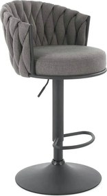 Scaun bar textil H125, gri - Nea 15, stofa clasica/otel, 53x54x90/105