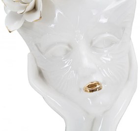 Vaza alba din portelan, 16,5x14x27,3 cm, Woman Mask Mauro Ferretti