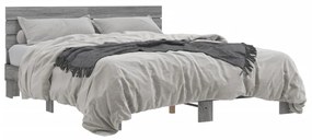 3280140 vidaXL Cadru de pat, gri sonoma, 160x200 cm, lemn prelucrat și metal