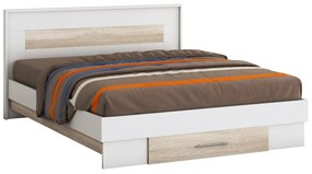 Pat Ella Fara Saltea, Masura 160x200 cm, Culoare Alb cu Sonoma