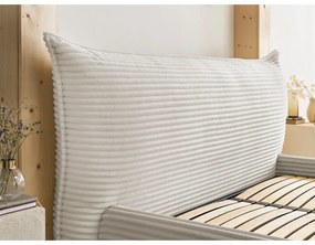 Pat matrimonial bej tapițat cu spațiu de depozitare cu somieră 180x200 cm Jade – Bobochic Paris