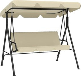 Outsunny Balansoar de grădină exterior Balansoar 3 locuri cu toldă reglabilă și cadru din oțel 172x118x153 cm bej | Aosom Romania