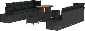 vidaXL Set de canapele pentru grădină 11 pcs Negru Rattan poli