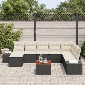 vidaXL Set de canapele pentru grădină 9 pcs Negru și alb
