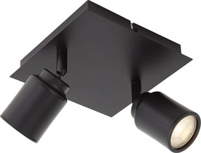 Spot modern pentru baie negru pătrat cu 2 lumini IP44 - Ducha