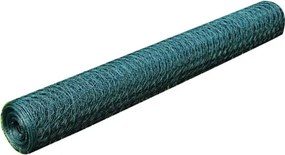 vidaXL Plasă de sârmă găini, verde, 25 x 0,5 m, cu înveliș PVC