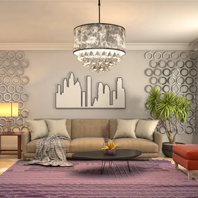 HOMCOM Candelabru Modern din Cristal Inaltime Reglabila, 44 Pandantive din Sticla