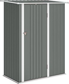 Outsunny Depozit de Grădină 1.07m² din Oțel Zincat, Depozit pentru Unelte cu Ușă Blocabilă și Acoperiș Înclinat, 142x86x189 cm, Gri Deschis | Aosom Romania