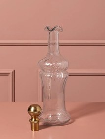Set 2 sticle decorative din sticlă canelată cu capac sferic din alamă antichizată, 33 × 10 cm, „Flacon"