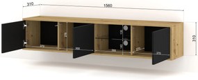 Masă TV Mitra 156 (Stejar artisan + Negru). 1124955
