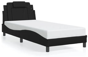 3213994 vidaXL Cadru de pat cu lumini LED, negru, 90x200 cm, piele ecologică