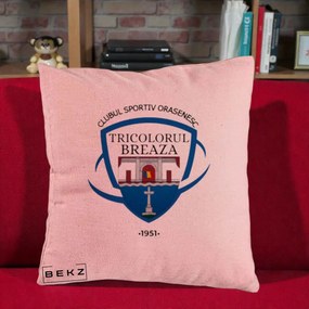 Perna Personalizata CSO Tricolorul Breaza 1951, 40x40 cm, Roz, Husa Detasabila, Perna Inclusa, BEKZ®