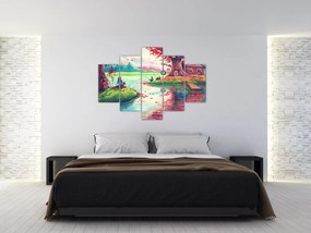 Tablou - Acuarelă, Golf într-un sat de munte (150x105 cm)