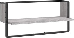vidaXL Raft de perete cu bară, gri sonoma, 65x25x30 cm
