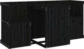 vidaXL Set de balcon cu 2 locuri, negru, lemn masiv de pin