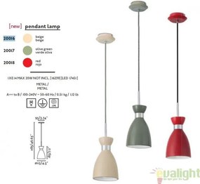 Lustra / Pendul design Vintage rosu, RETRO 20018
