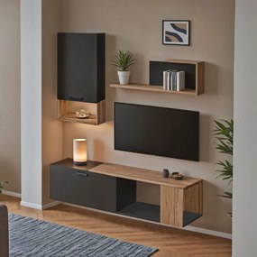 Set Living Polly PAL Stejar - Gri Antracit 170x37.5x42cm