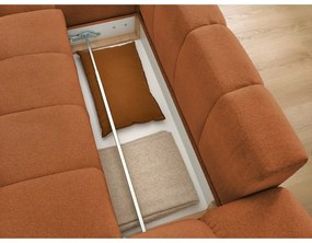 Colțar teracotă extensibil/cu spațiu de depozitare cu tapițerie din chenille (cu colț pe partea stângă/cu șezlong) Everest – Bobochic Paris