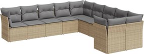 vidaXL Set canapele de grădină cu perne, 10 piese, bej, poliratan