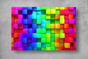 Tapet Premium Canvas - Curcubeul culorilor si cuburi abstract 3d