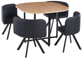 Set de mobilier dining 1+4, stejar negru, BEVIS NEW