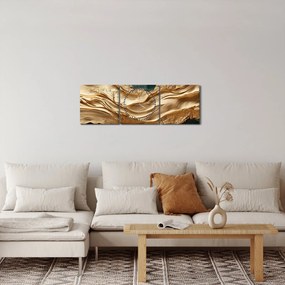 Tablou - Abstracție verde cu auriu II. (cu ceas) (90x30 cm)