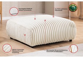 Taburet crem cu tapițerie din catifea reiată Justin – Ropez