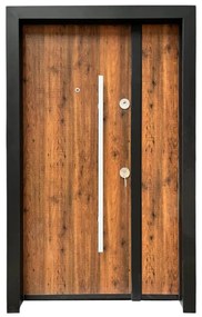 Usa metalica dubla de exterior cu izolatie si vizor Novo Doors NDS1200, Din compozit, 2 yale, Kit complet, Pentru case, Gri antracit (Culoare: Nuc,