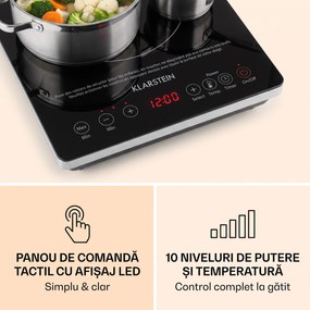 Klarstein VariCook plita dubla, subțire cu inducție 3500 W temporizator 240 ° C Touch