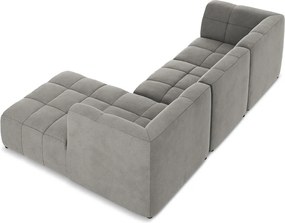 Colțar gri cu tapițerie din catifea (cu colț pe partea dreaptă/cu șezlong) Aloha – Makamii