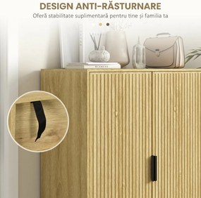 HOMCOM Dulap Pantofi 5 Niveluri cu Rafturi Reglabile, Picioare Metalice, Design Elegant Stejar, Stabil și Sigur, 80x38x110 cm | Aosom Romania