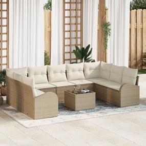 vidaXL Set de canapele pentru grădină 10 pcs Bej Rattan poli
