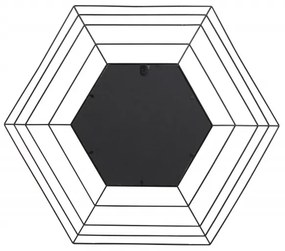Oglinda hexagonala cu rama din metal neagra Romeo, 1.5cm (L / D) x 69cm (W) x 79.5cm (H)