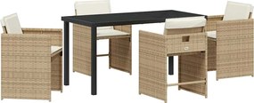 vidaXL Set de masă pentru grădină 5 pcs Bej poliratan