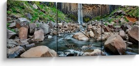 Tablou - Cascada Svartifoss, Islanda (cu ceas) (90x30 cm)