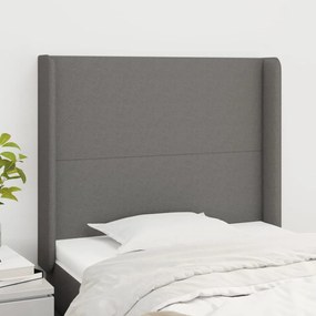 vidaXL Tăblie de pat cu aripioare gri închis 103x16x118/128 cm textil