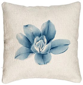 Perna Decorativa Canapea, Model Florale Blue Flower, 40x40 cm, Cu fermoar